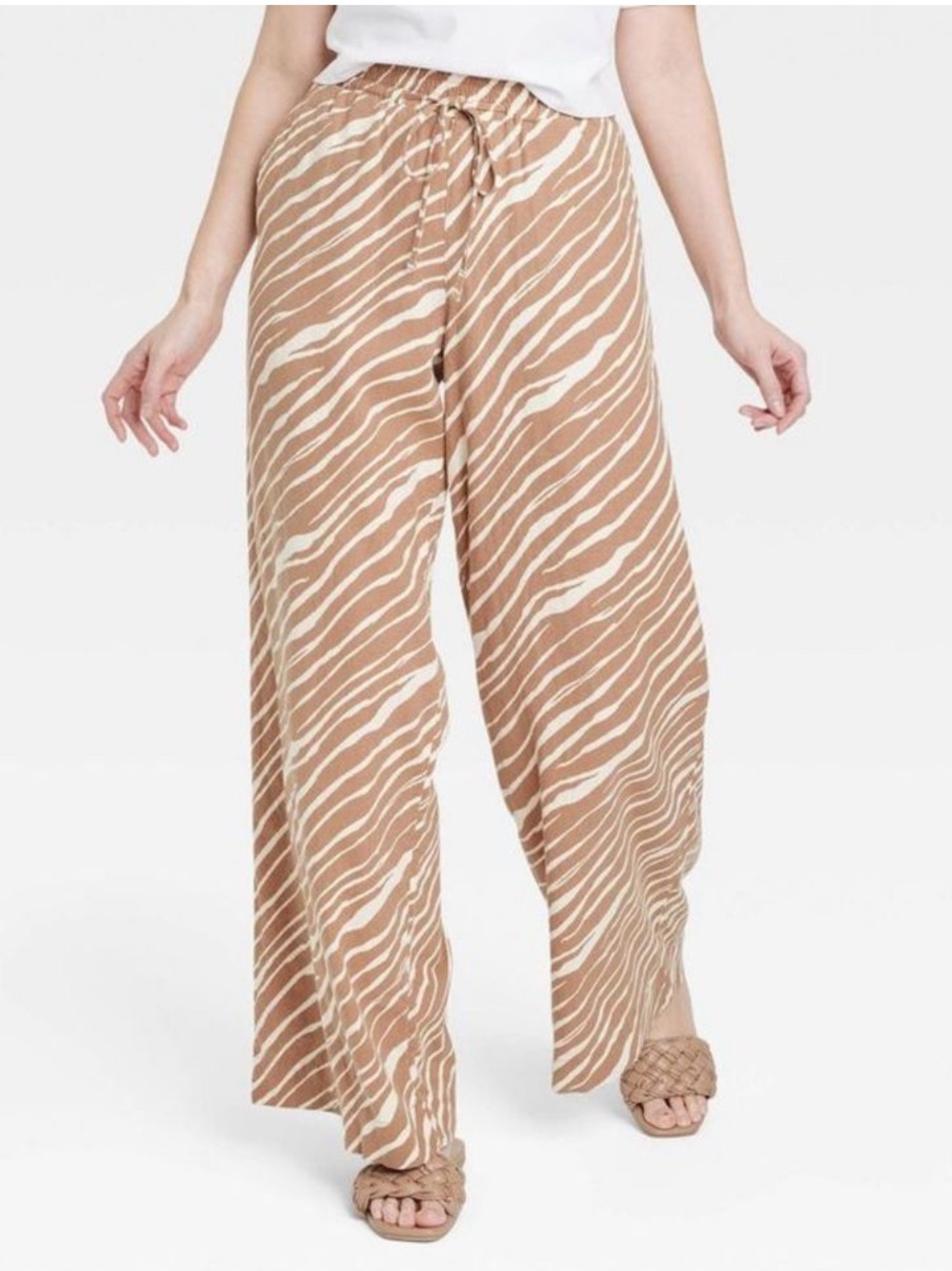A New Day linen zebra print wide leg pants